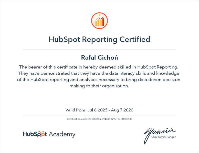 certyfikowany specjalista hubspot