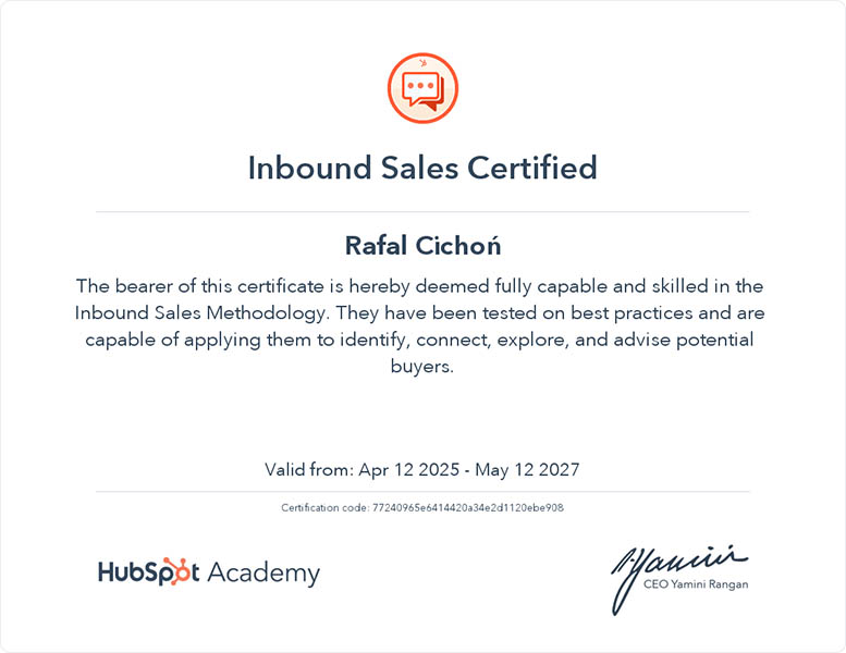 certyfikowany specjalista hubspot