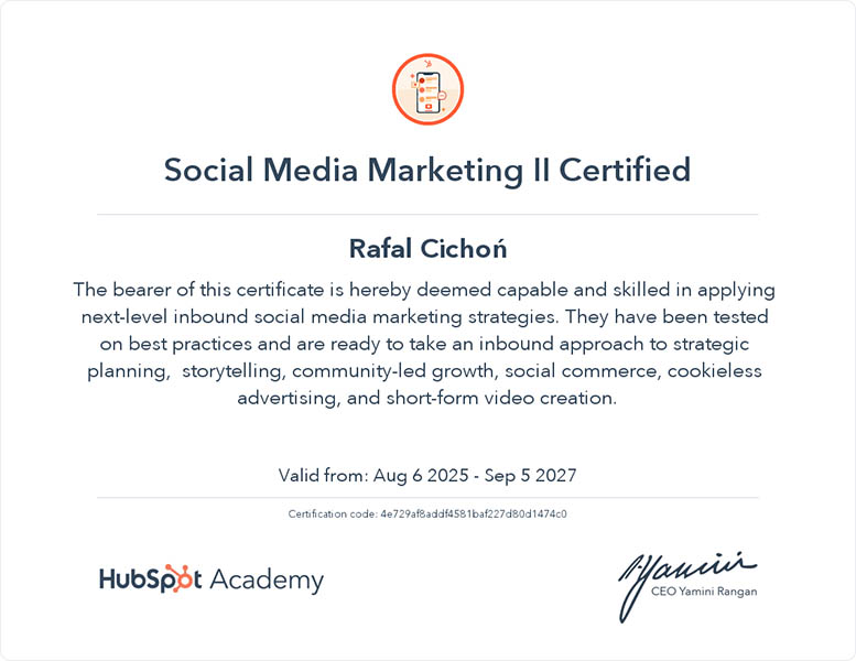 certyfikowany specjalista hubspot